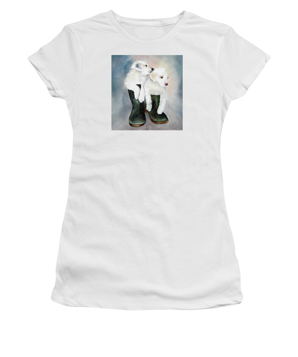 Dogs Women's T-Shirt featuring the painting Monti and Gemma by Diane Fujimoto