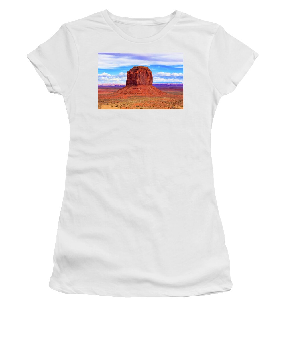 Merrick Butte Women's T-Shirt featuring the photograph Monument Valley Butte II by Raul Rodriguez