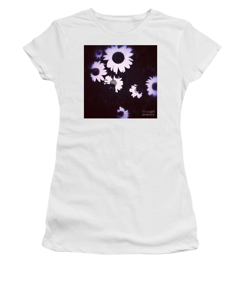 Daisy Women's T-Shirt featuring the painting Moonlight Daisies by Jacqueline McReynolds