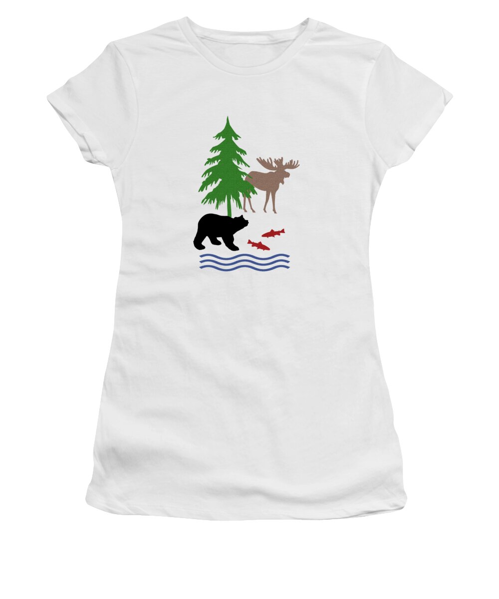 Moose Women's T-Shirt featuring the mixed media Moose and Bear Pattern by Christina Rollo