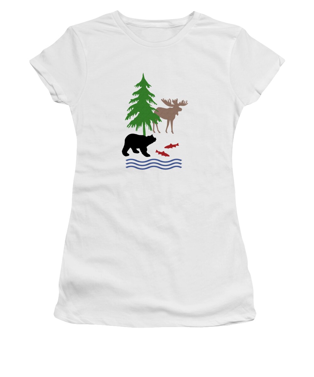 Moose Women's T-Shirt featuring the mixed media Moose and Bear Pattern by Christina Rollo