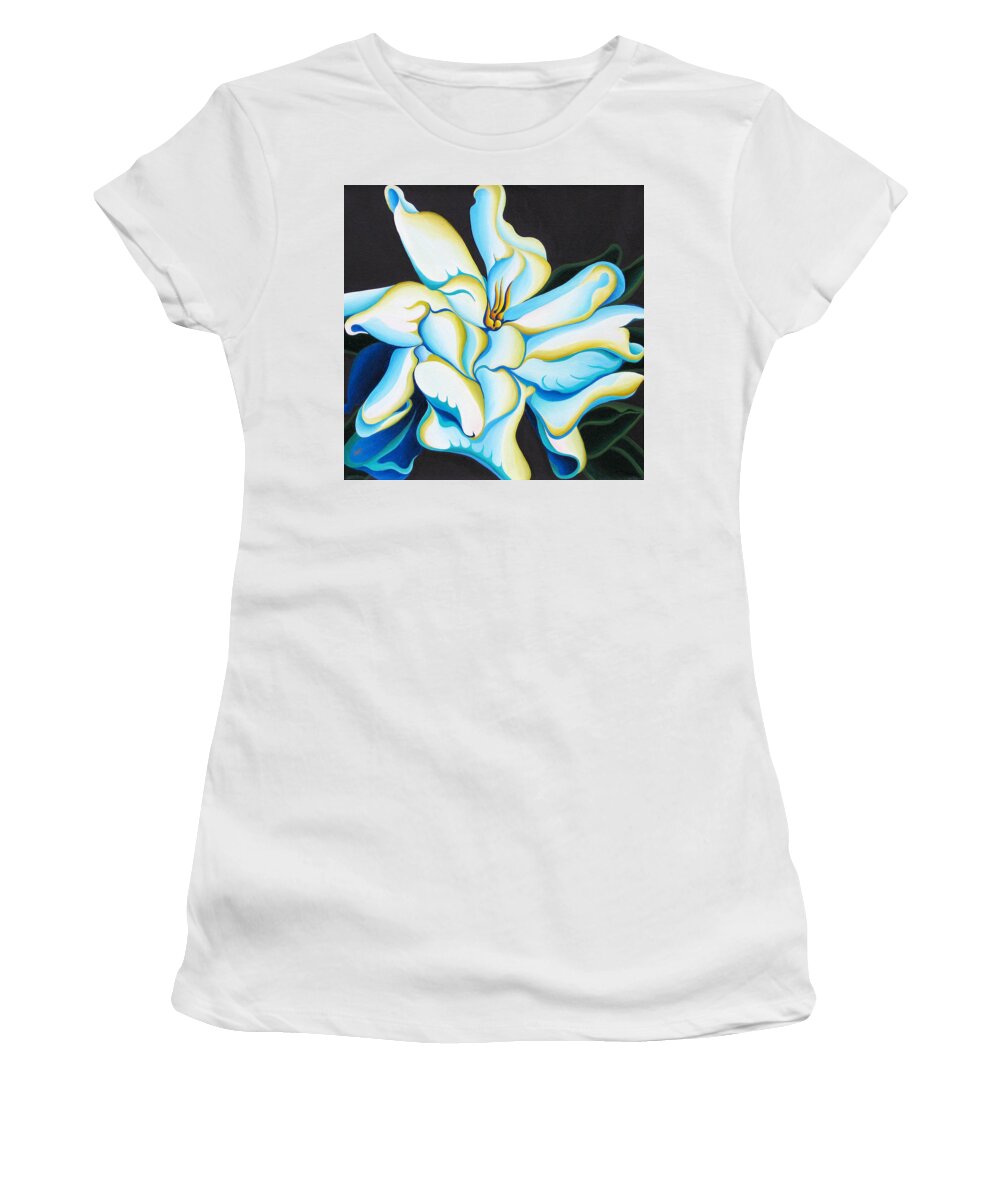 White Women's T-Shirt featuring the painting Morning Magnolia by Amy Ferrari
