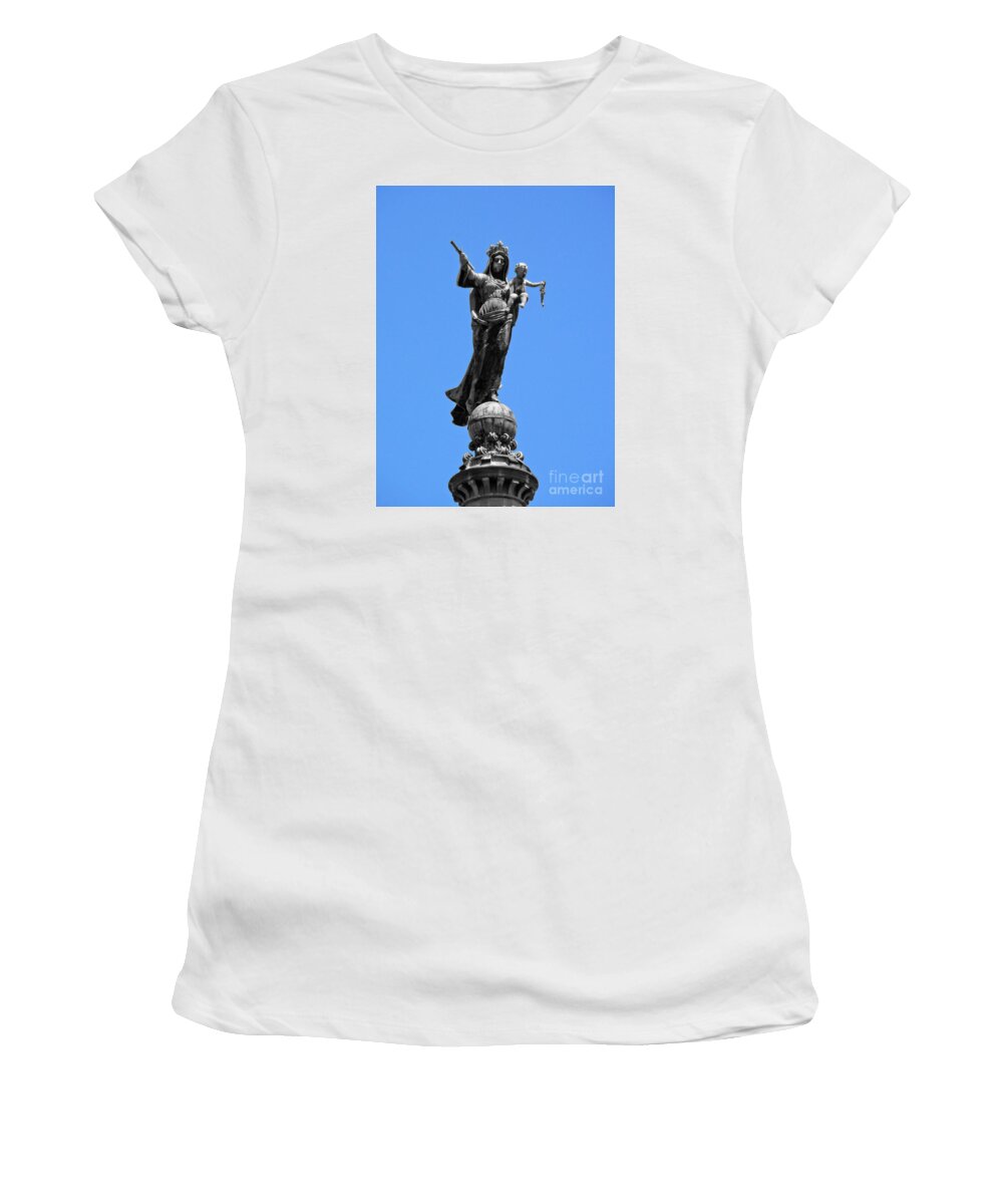 Photography Women's T-Shirt featuring the photograph Mother and child rooftop statue by Francesca Mackenney