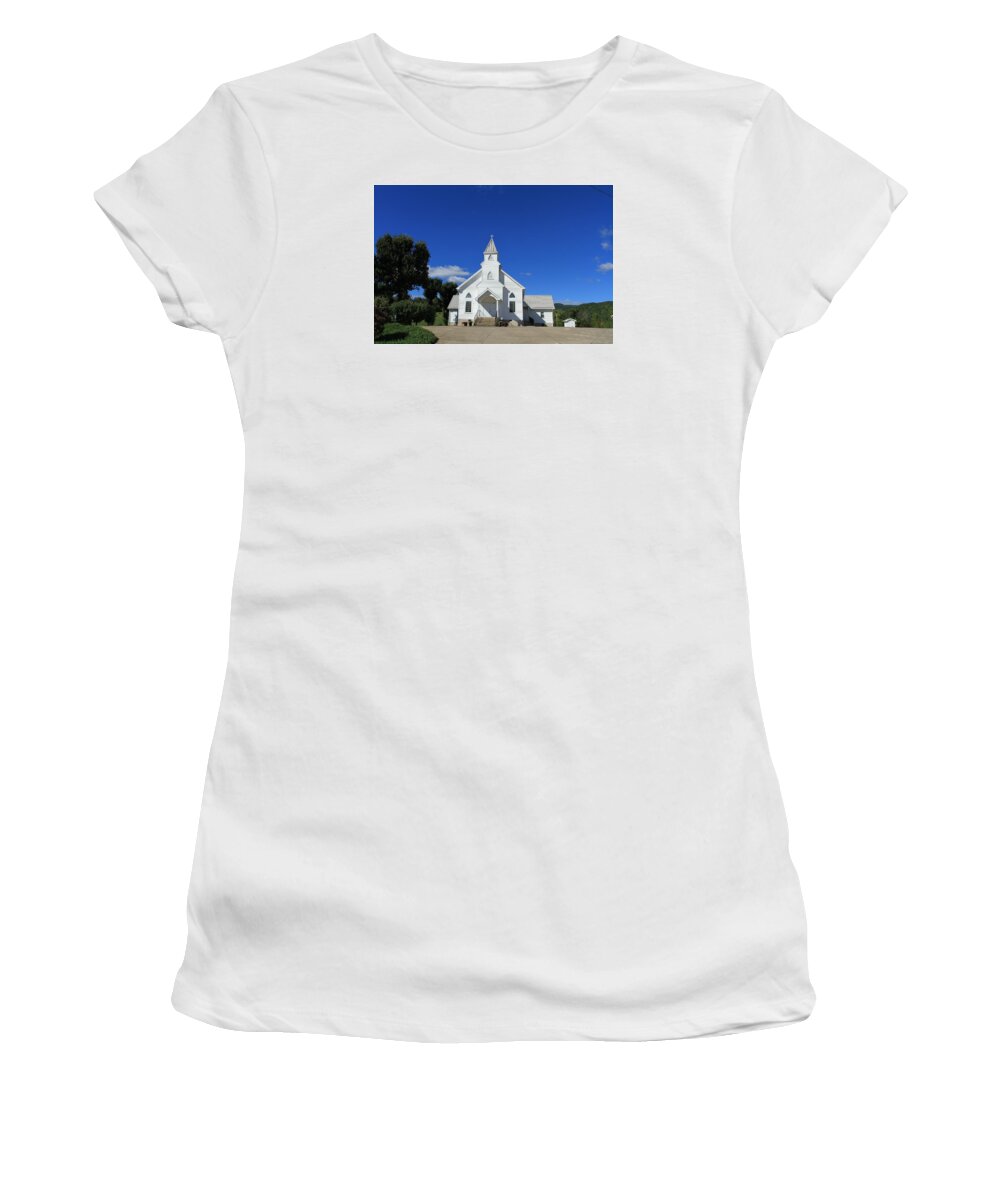 Lookado Mountain Women's T-Shirt featuring the photograph Mountain Church by Karen Ruhl
