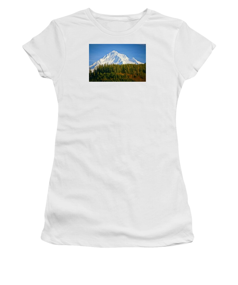 Mt Hood Women's T-Shirt featuring the photograph Mt Hood in Winter by Albert Seger