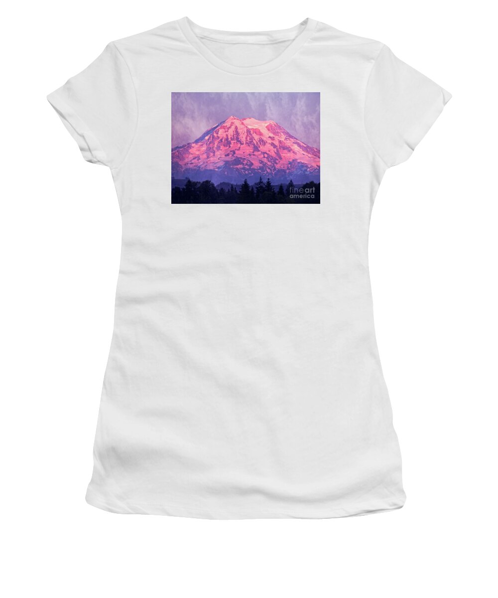 Mt. Rainier Women's T-Shirt featuring the photograph Mt. Rainier by Jim And Emily Bush