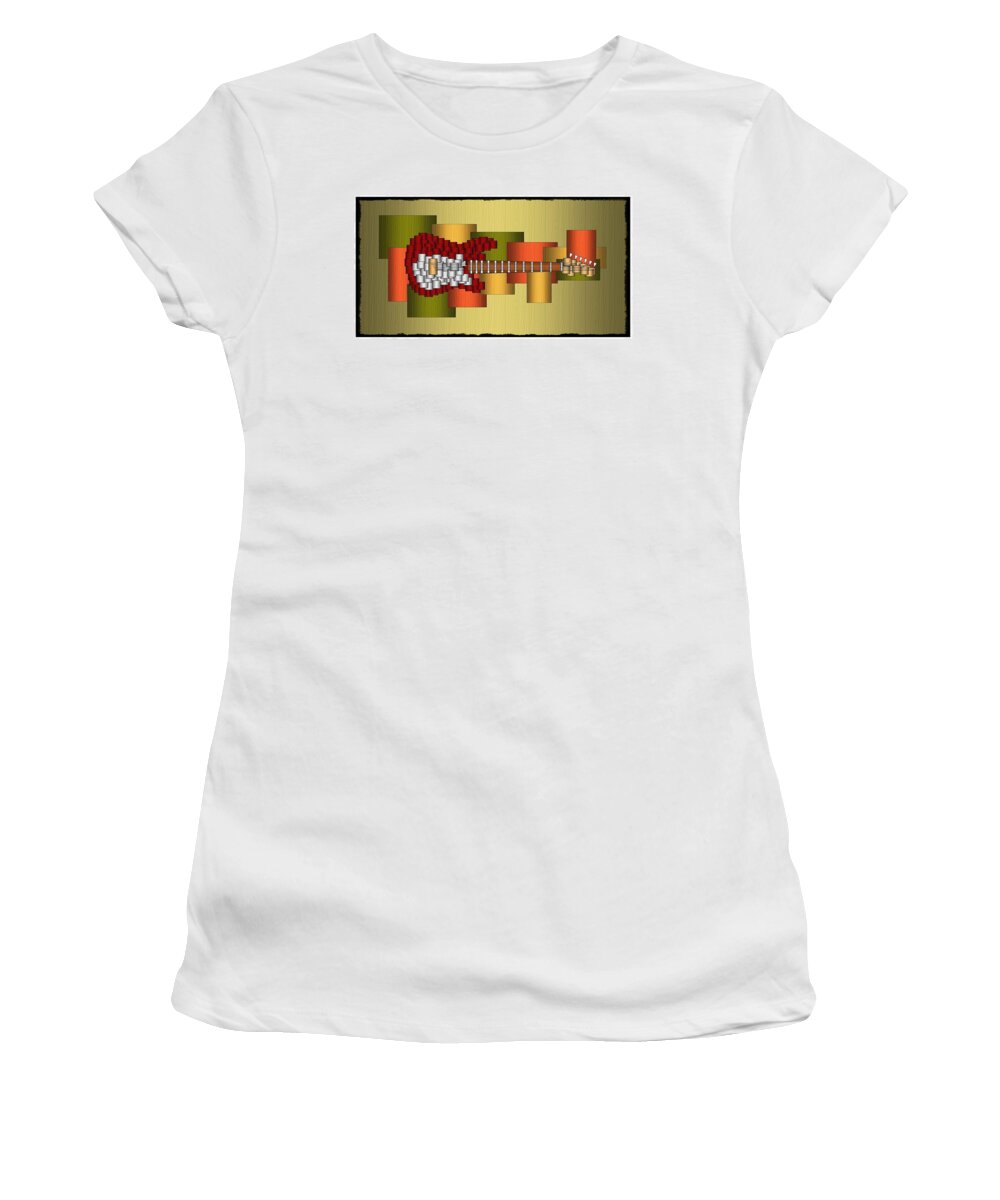 Music Women's T-Shirt featuring the digital art Music Series Horizontal Guitar Abstract by Terry Mulligan