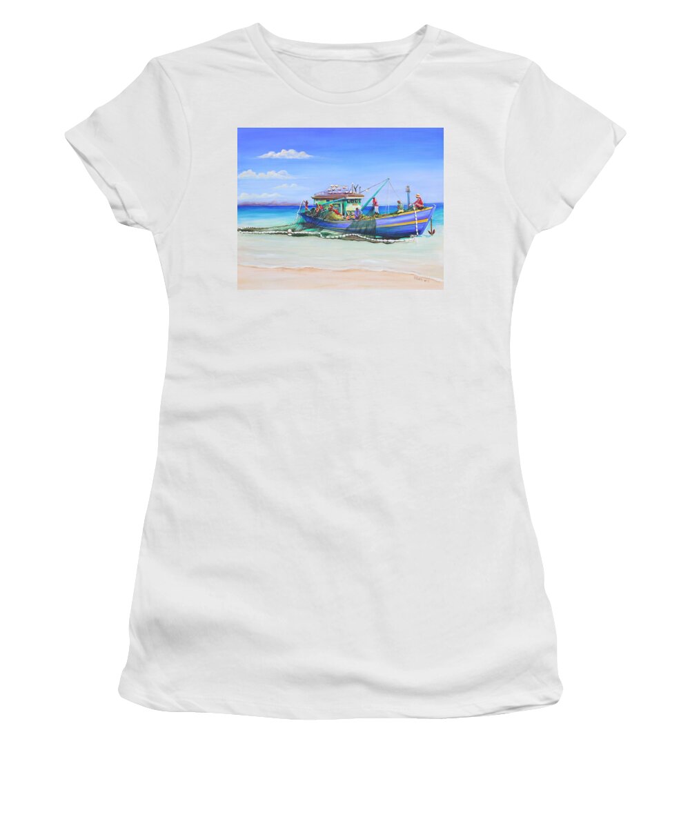 Boat Women's T-Shirt featuring the painting MV Alice Mary by Patricia Piffath