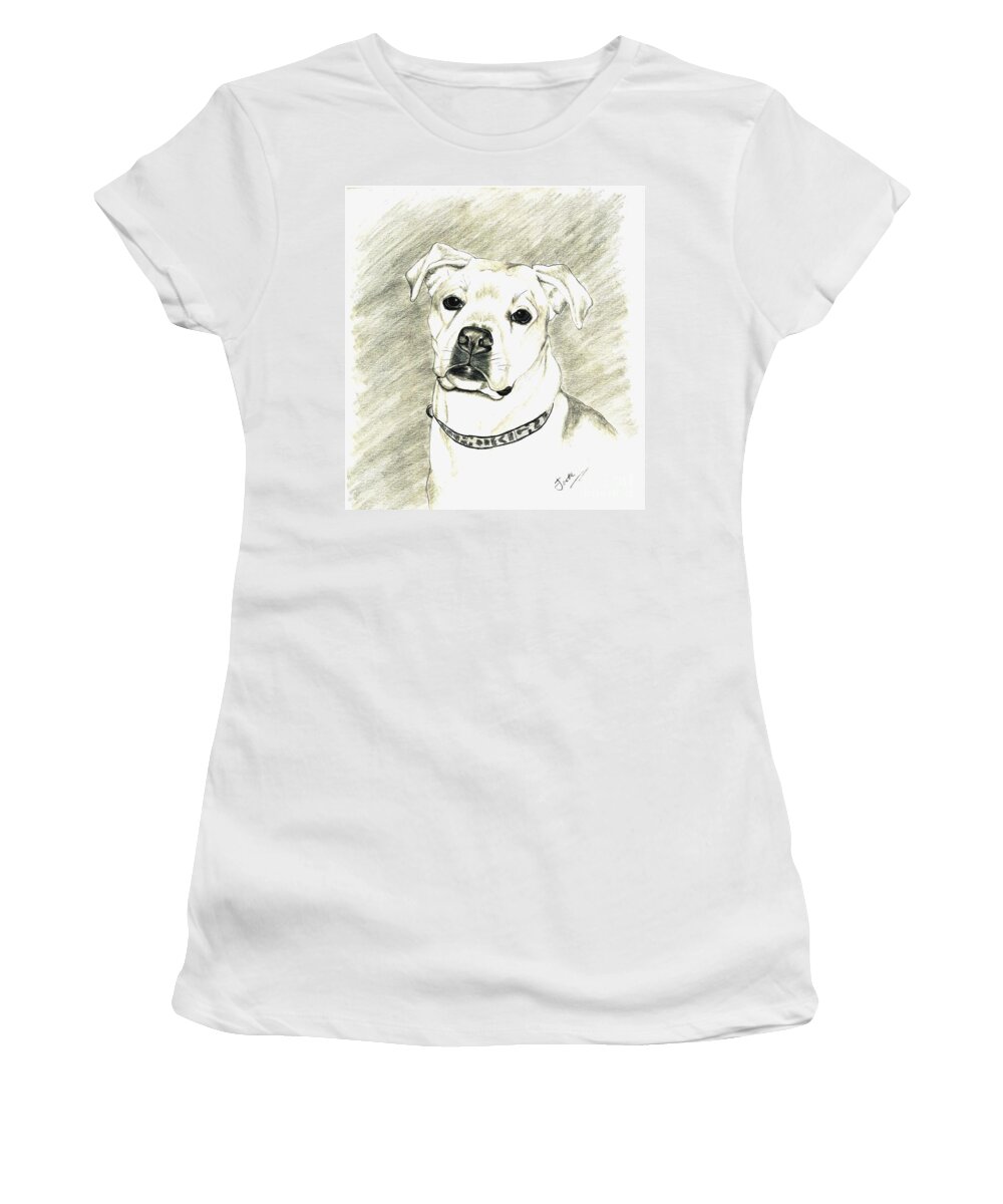 Pet Portrait Women's T-Shirt featuring the drawing My Bella by Joette Snyder