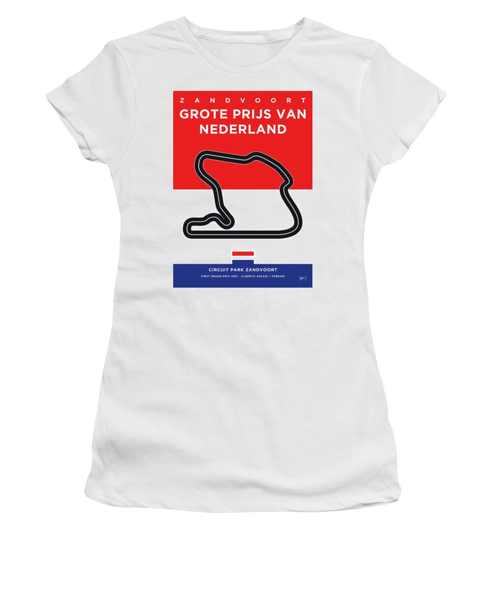 Dutch Women's T-Shirt featuring the digital art My F1 ZANDVOORT Race Track Minimal Poster by Chungkong Art