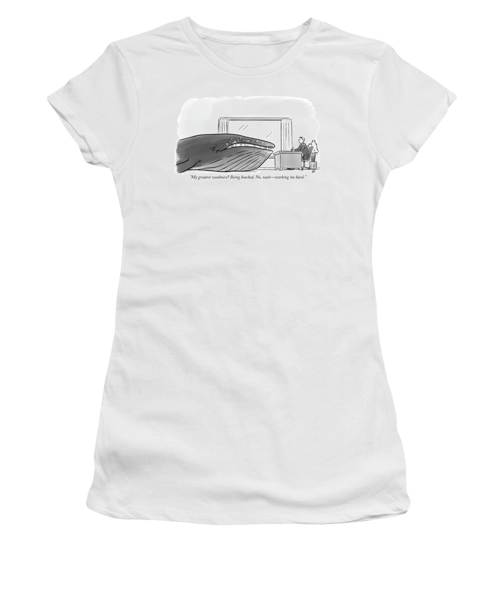 My Greatest Weakness? Being Beached. No Women's T-Shirt featuring the drawing My greatest weakness by Pia Guerra
