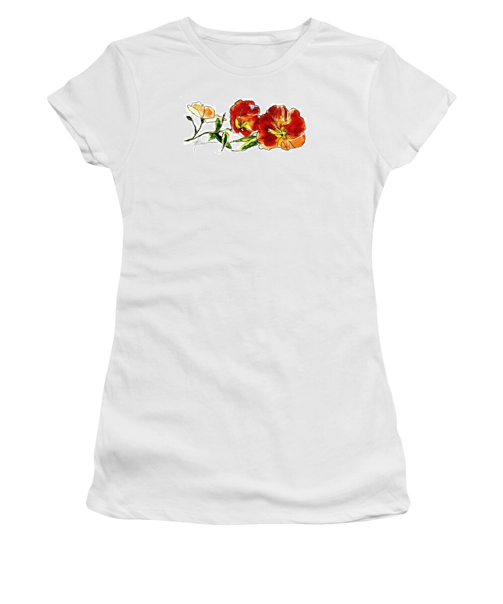 Flowers Women's T-Shirt featuring the painting Natural Beauty by Adele Bower