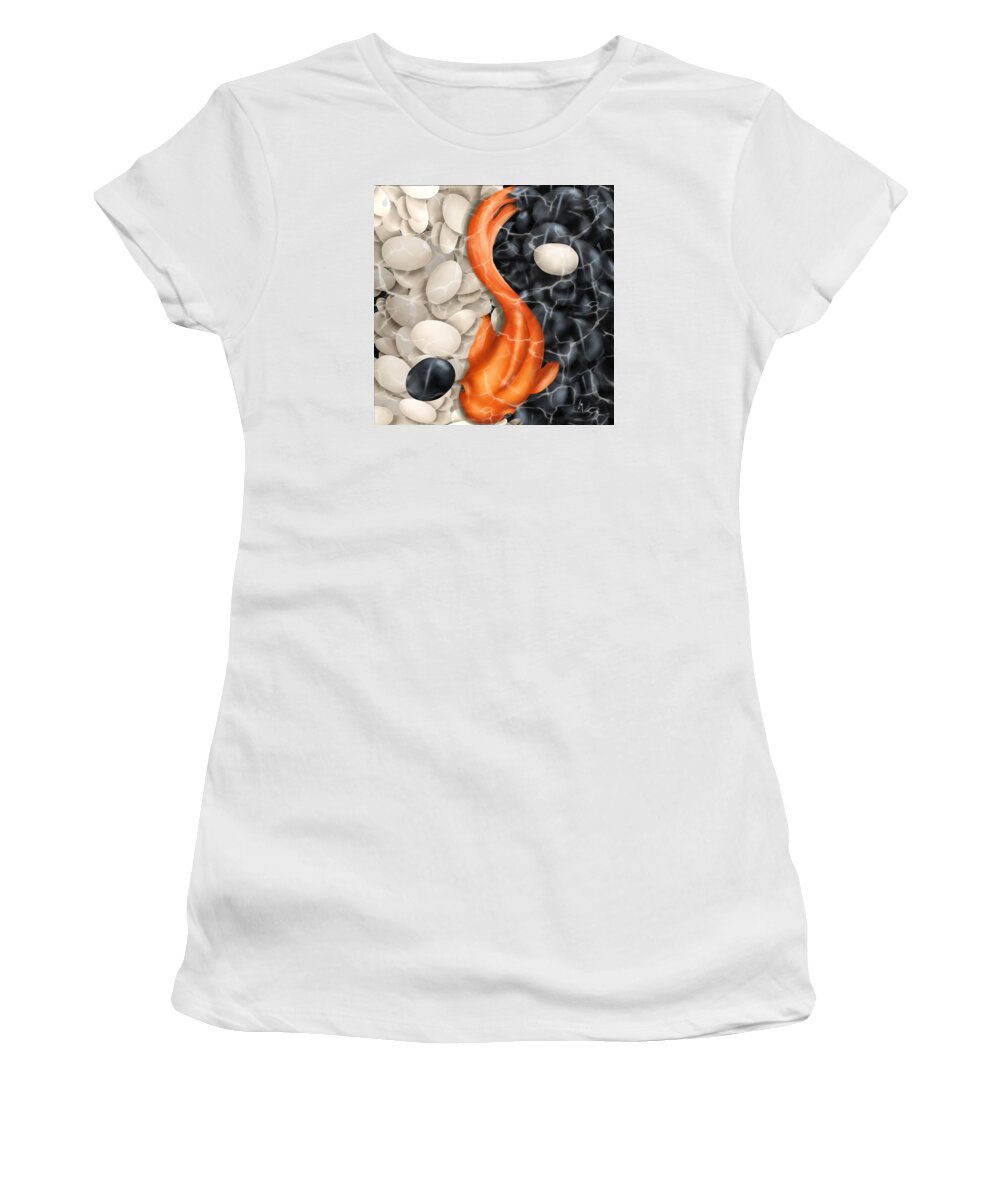 Natural Women's T-Shirt featuring the painting Natural equilibrium Yin Yang by Veronica Minozzi