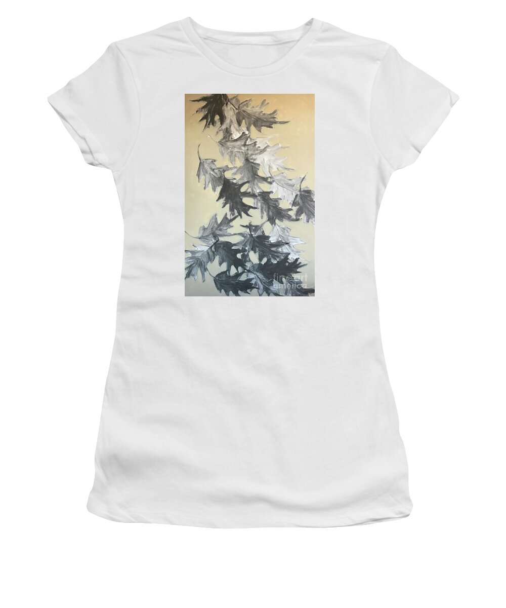 Tree Leaves Women's T-Shirt featuring the painting Natures Fallen Trash by Sherry Harradence