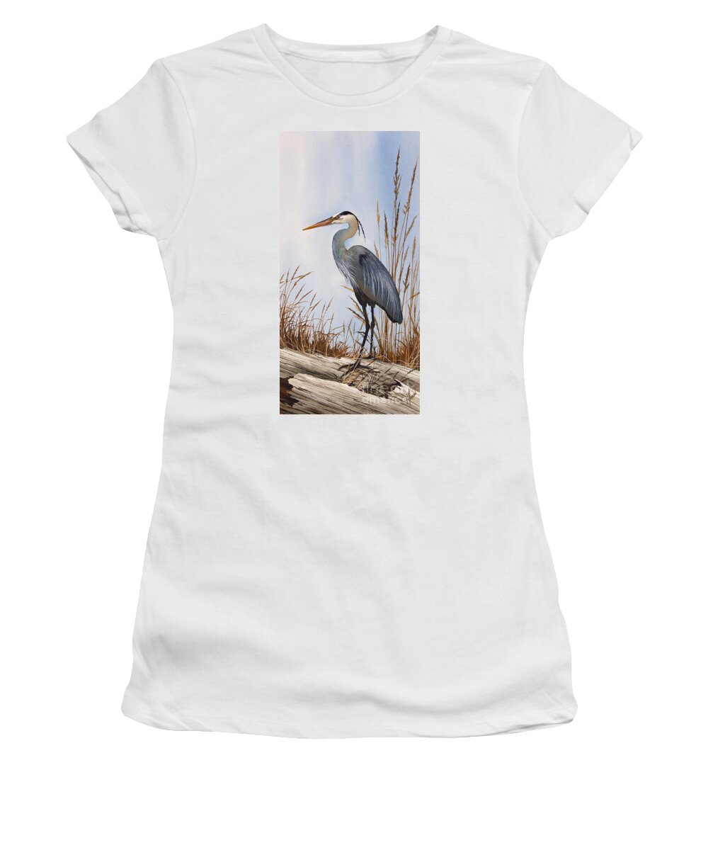 Heron Women's T-Shirt featuring the painting Nature's Gentle Beauty by James Williamson