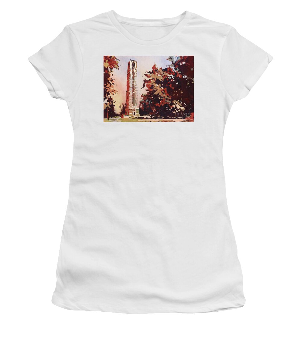 Art Of The Carolinas Women's T-Shirt featuring the painting NCSU Bell-Tower II by Ryan Fox