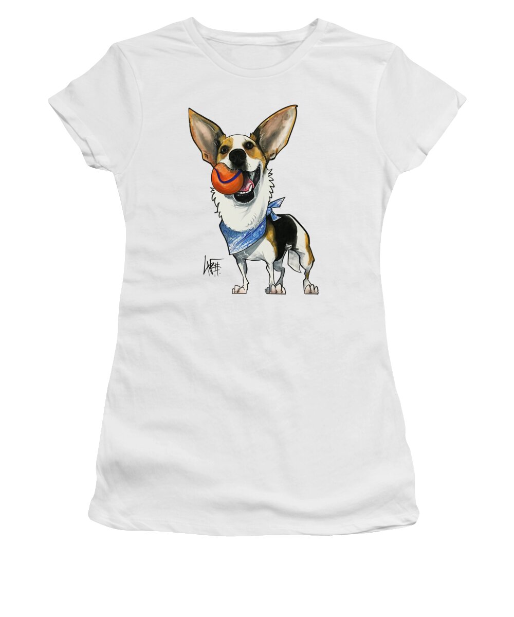 Pet Portrait Women's T-Shirt featuring the drawing Nelson 3337 by Canine Caricatures By John LaFree
