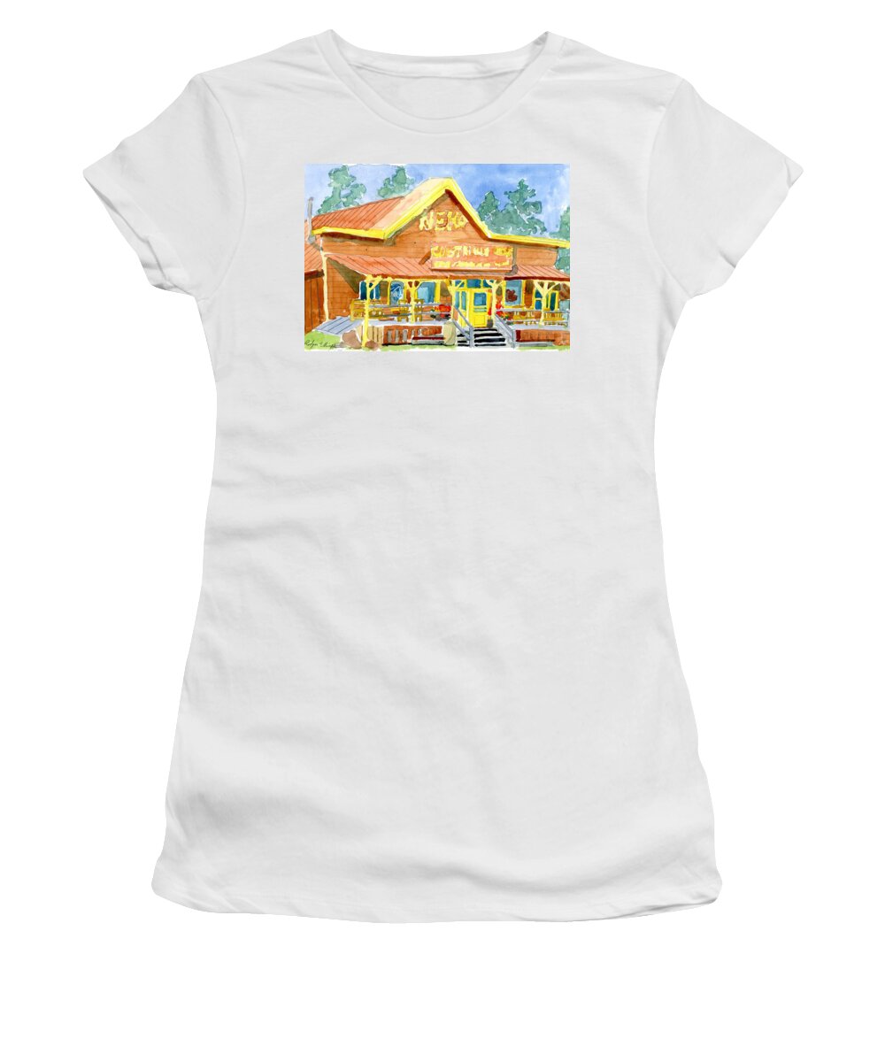 Store Women's T-Shirt featuring the painting Nemo Ranch Store by Rodger Ellingson
