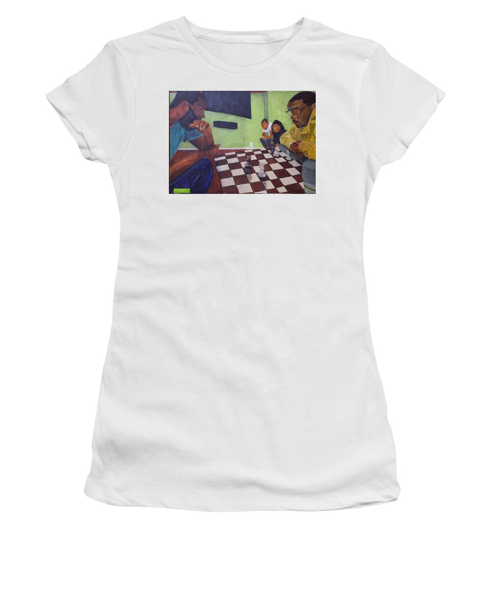 Chess Women's T-Shirt featuring the painting A game of Chess by Jerel Ferguson