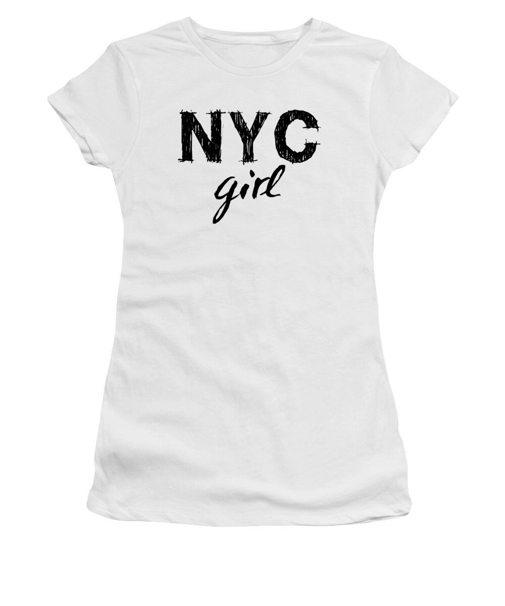 New York City Women's T-Shirt featuring the digital art New York City Girl by Wall Art Prints