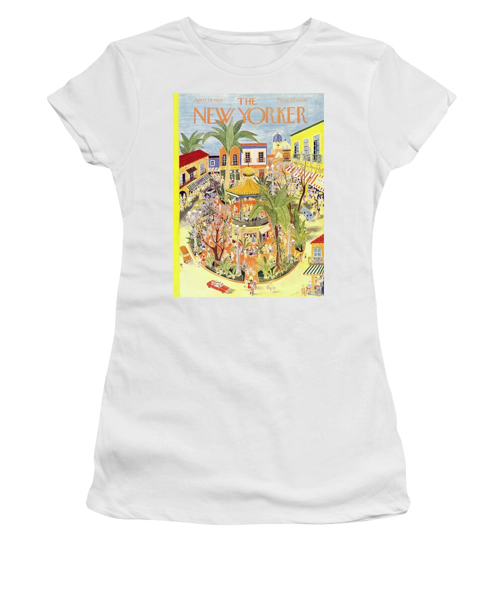 Tropical Women's T-Shirt featuring the painting New Yorker April 25 1953 by Ilonka Karasz