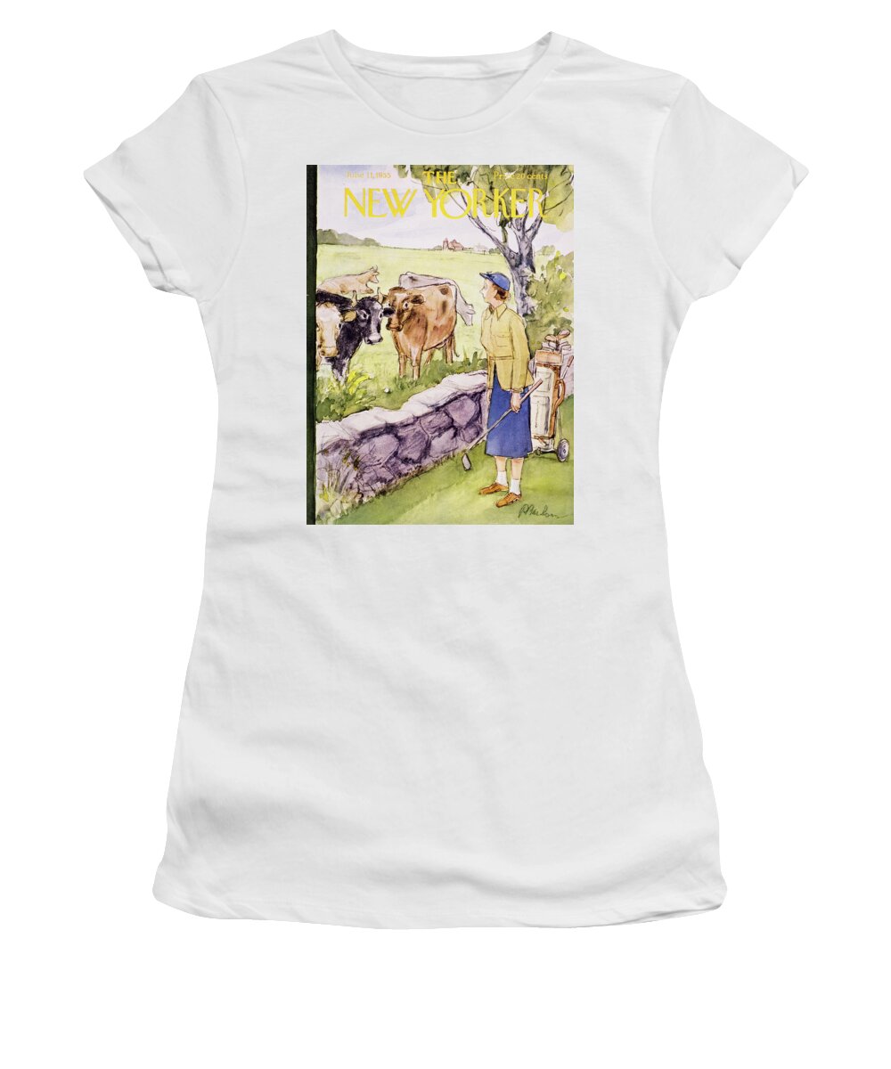 Golf Women's T-Shirt featuring the painting New Yorker June 11 1955 by Perry Barlow