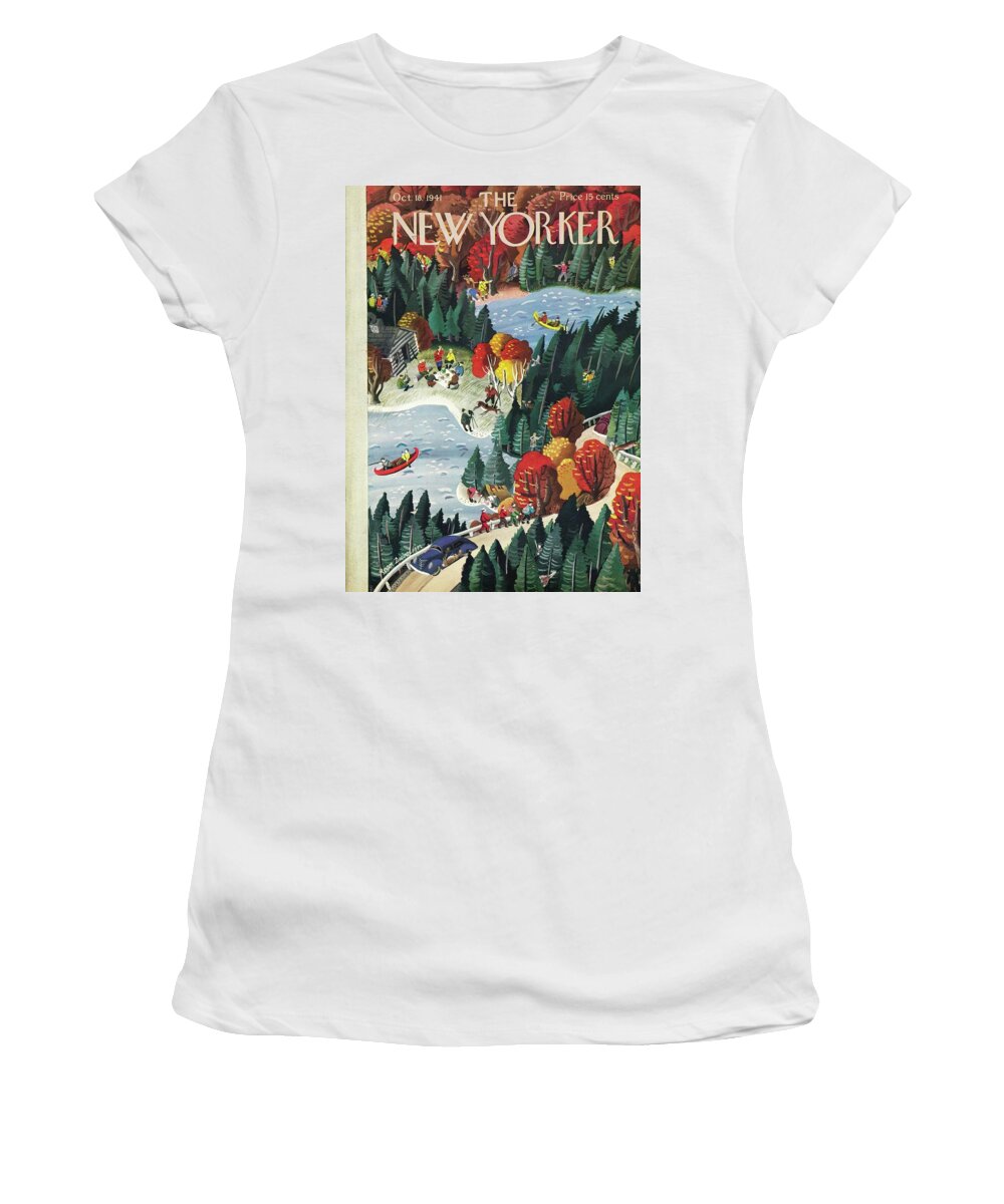 Fall Women's T-Shirt featuring the painting New Yorker October 18 1941 by Roger Duvoisin