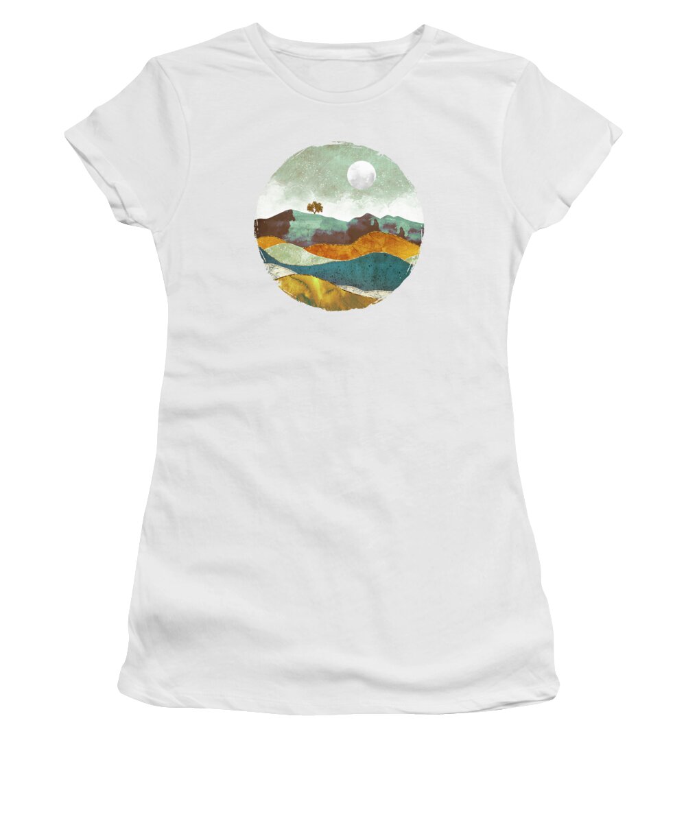 Moon Women's T-Shirt featuring the digital art Night Fog by Spacefrog Designs