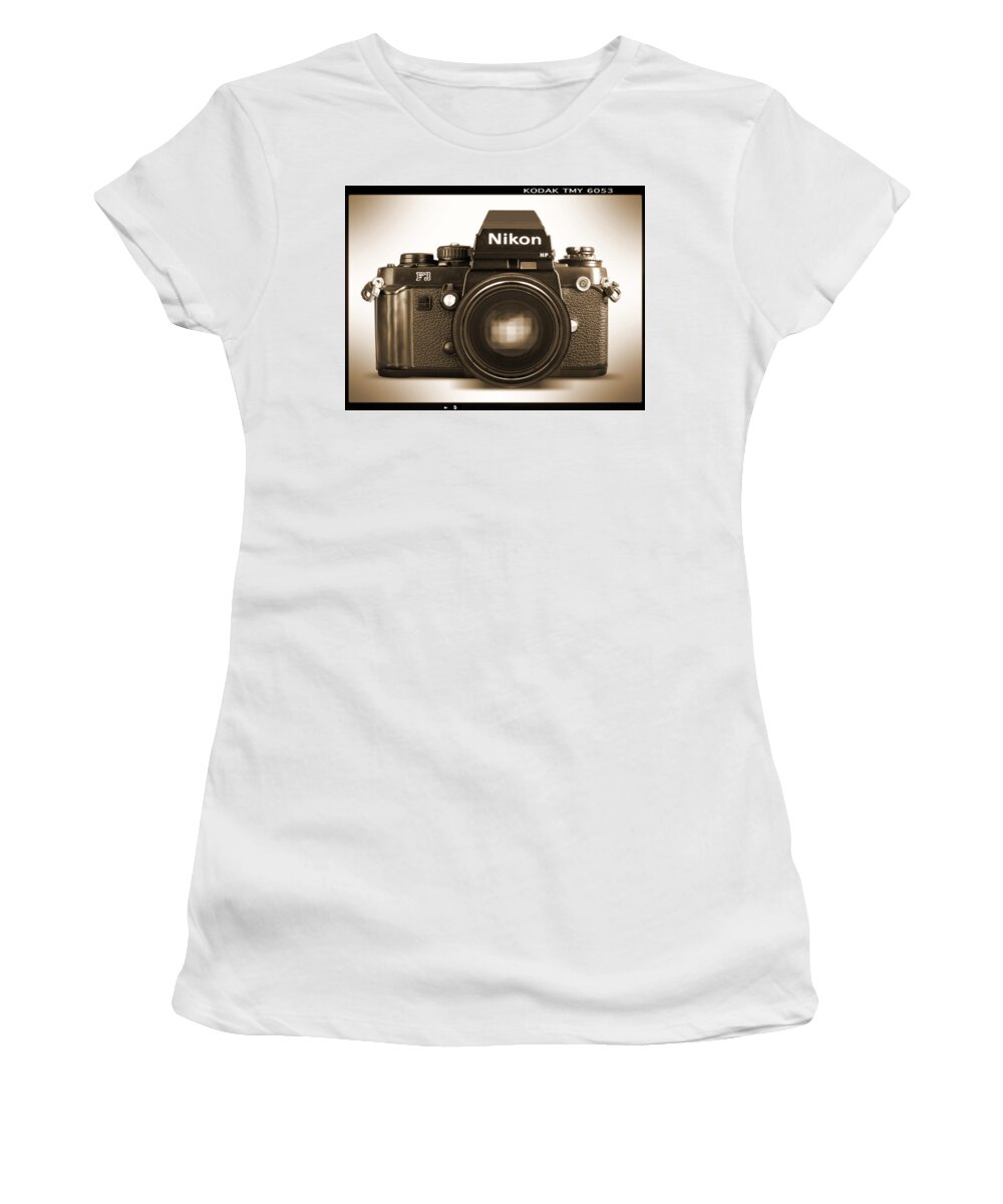 Vintage Nikon F3 Hp Women's T-Shirt featuring the photograph Nikon F3 HP by Mike McGlothlen