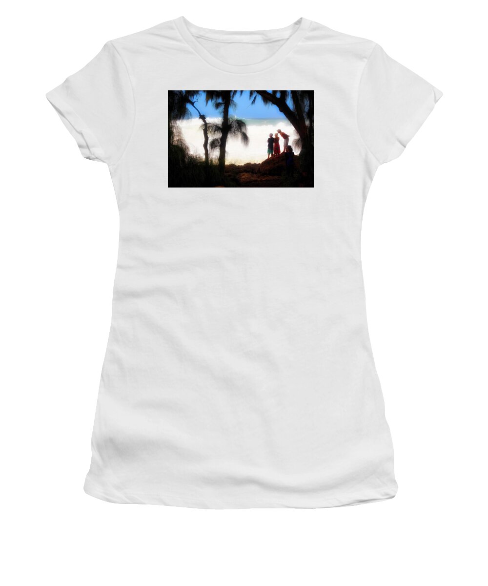 Waves Women's T-Shirt featuring the photograph North Shore Wave Spotting by Jim Albritton