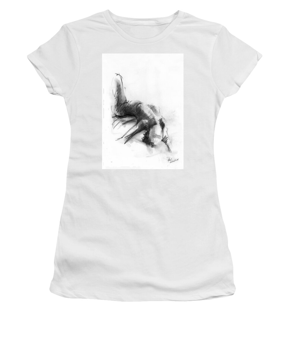 Nude Women's T-Shirt featuring the drawing Nude 4 by Ani Gallery
