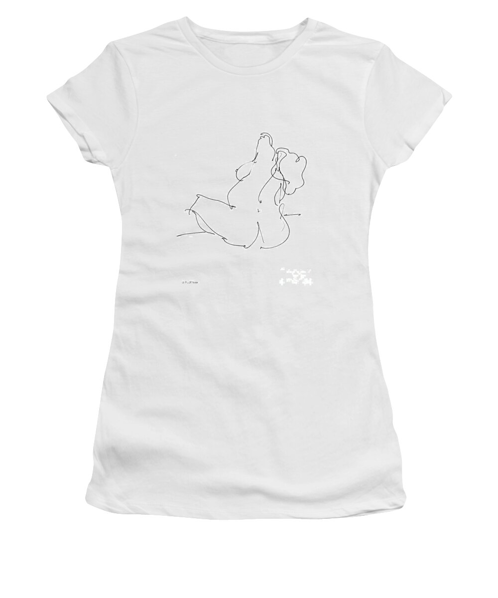 Female Women's T-Shirt featuring the drawing Nude-Female-Drawings-20 by Gordon Punt
