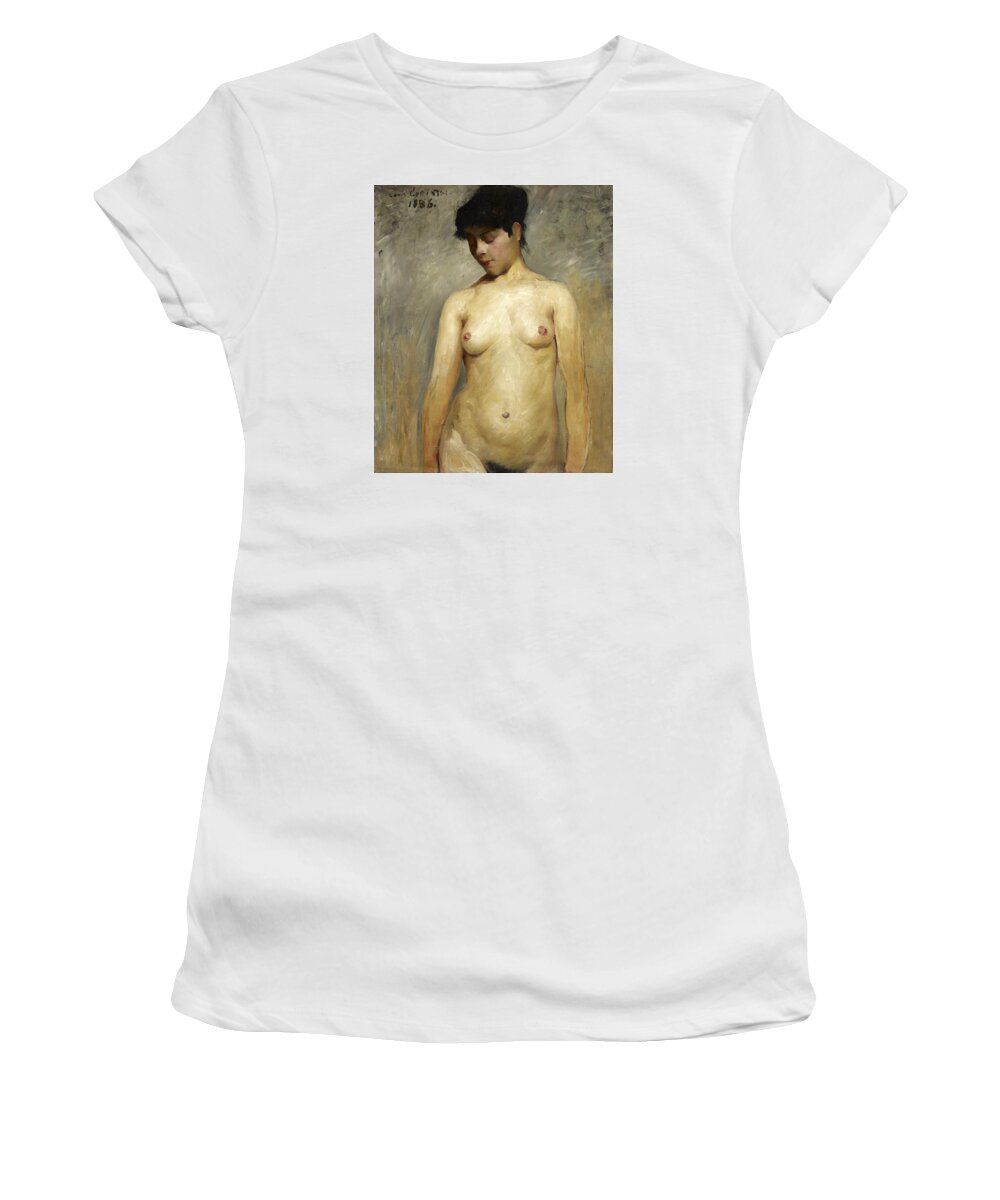 Lovis Corinth Women's T-Shirt featuring the painting Nude Girl, A Study by Lovis Corinth