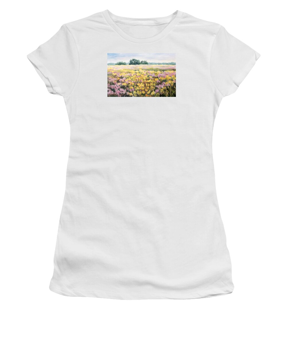 Ingrid Dohm Women's T-Shirt featuring the painting Nygren Wetlands by Ingrid Dohm