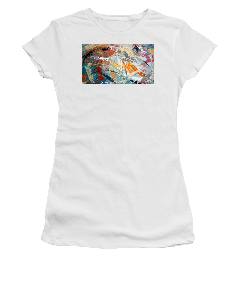 Objective Women's T-Shirt featuring the painting Objective of Light and Dark Painted Surface by Lisa Kaiser