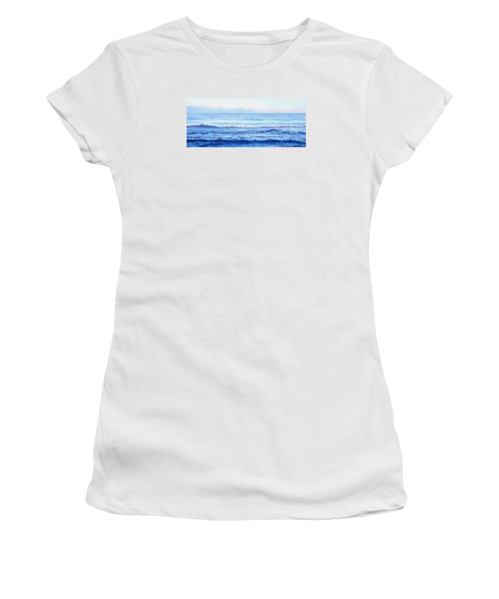 Ocean Women's T-Shirt featuring the painting Ocean Art - Cobalt Blue Ocean by Jan Matson