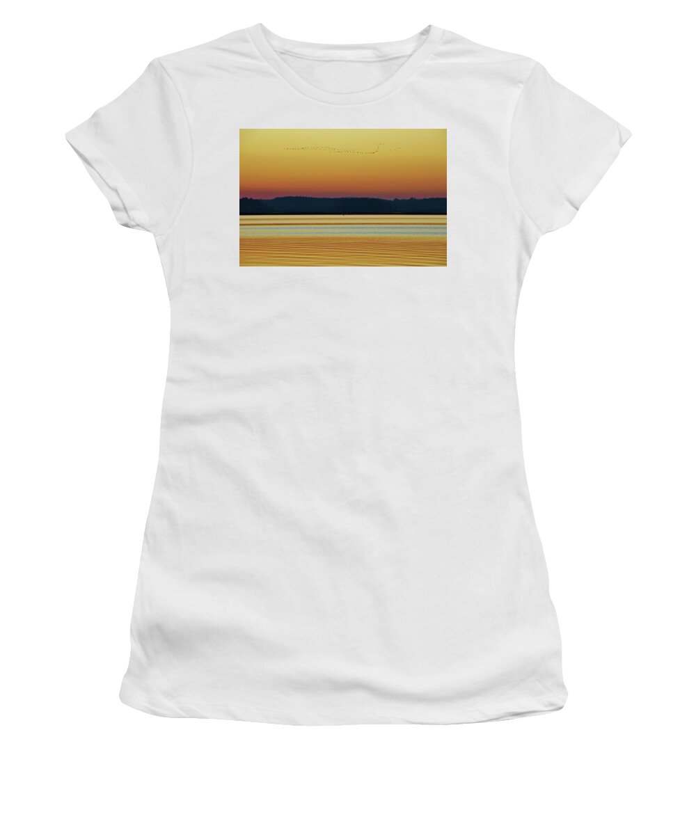 Birds Women's T-Shirt featuring the photograph The geese fly south. You know Summer is ending and Autumn is upon us when the birds fly South by Billy Beck