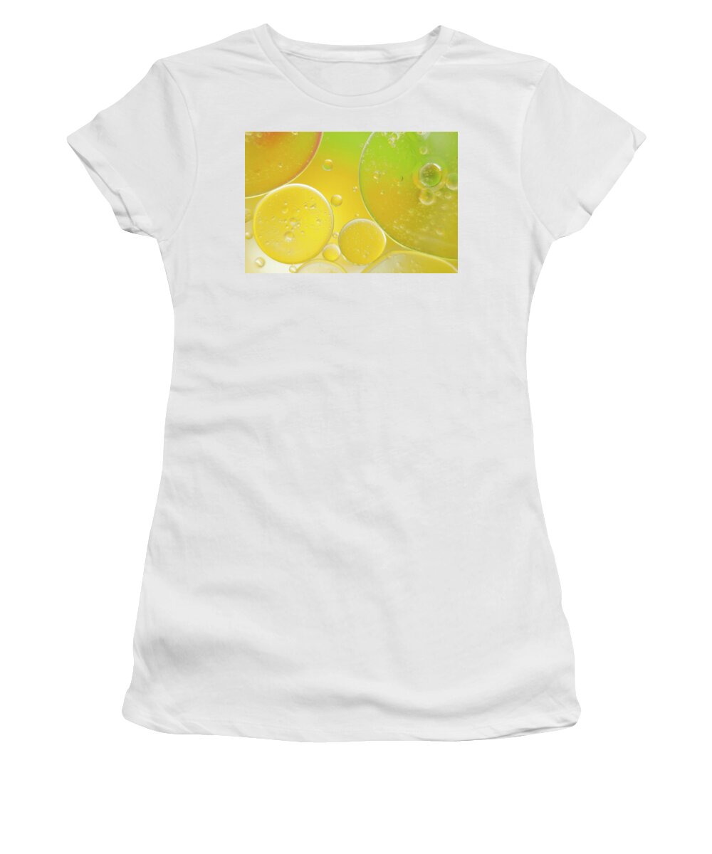 Water Women's T-Shirt featuring the photograph Oil and water bubbles by Andy Myatt