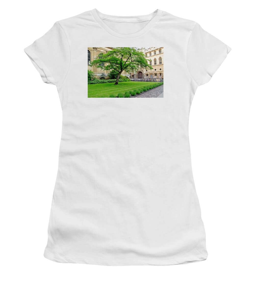 Old Court Women's T-Shirt featuring the photograph Old court. Clare College. by Elena Perelman