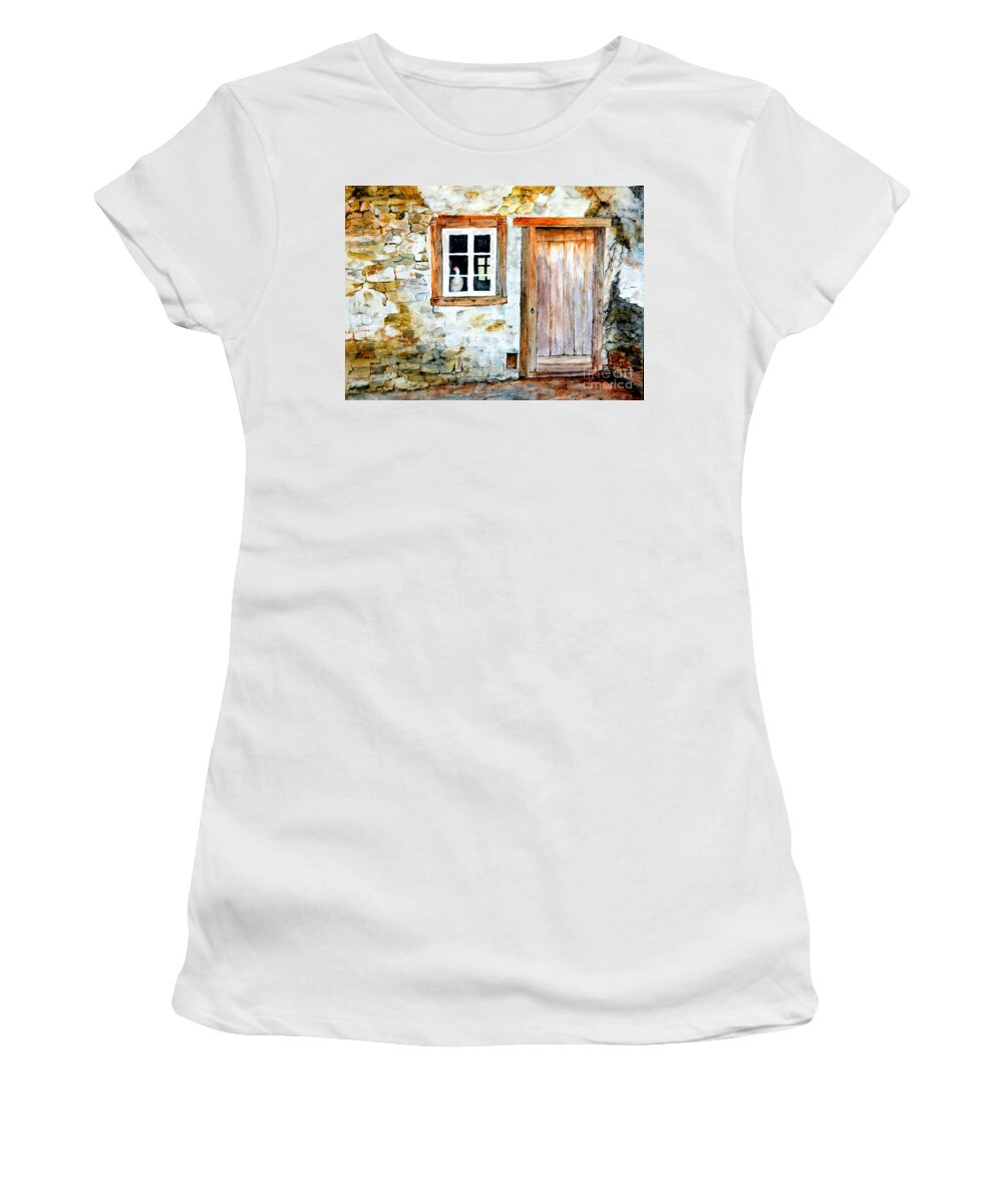 Old Farm House Women's T-Shirt featuring the painting Old Farm House by Sher Nasser