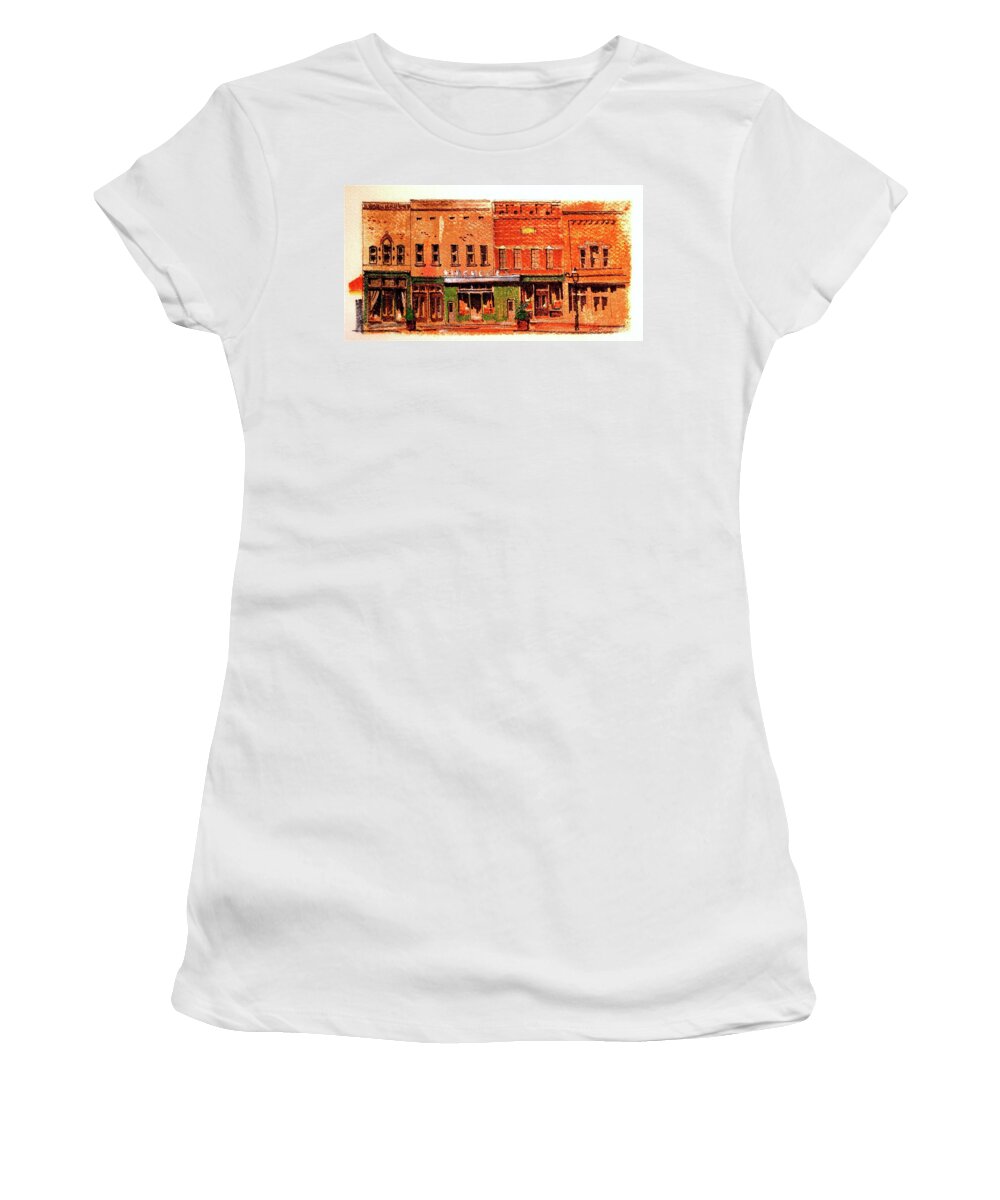 Market Square Women's T-Shirt featuring the drawing On Market Square by William Renzulli