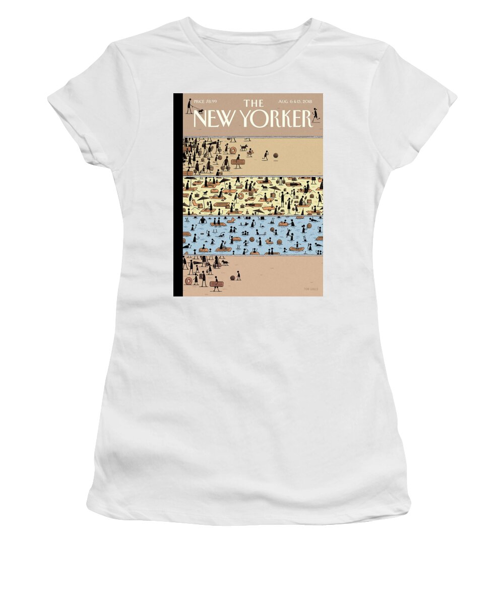 On The Beach Women's T-Shirt featuring the painting On the Beach by Tom Gauld