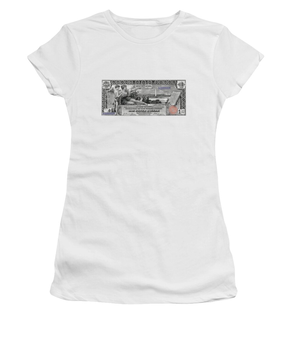 'paper Currency' By Serge Averbukh Women's T-Shirt featuring the digital art One Dollar Note - 1896 Educational Series by Serge Averbukh