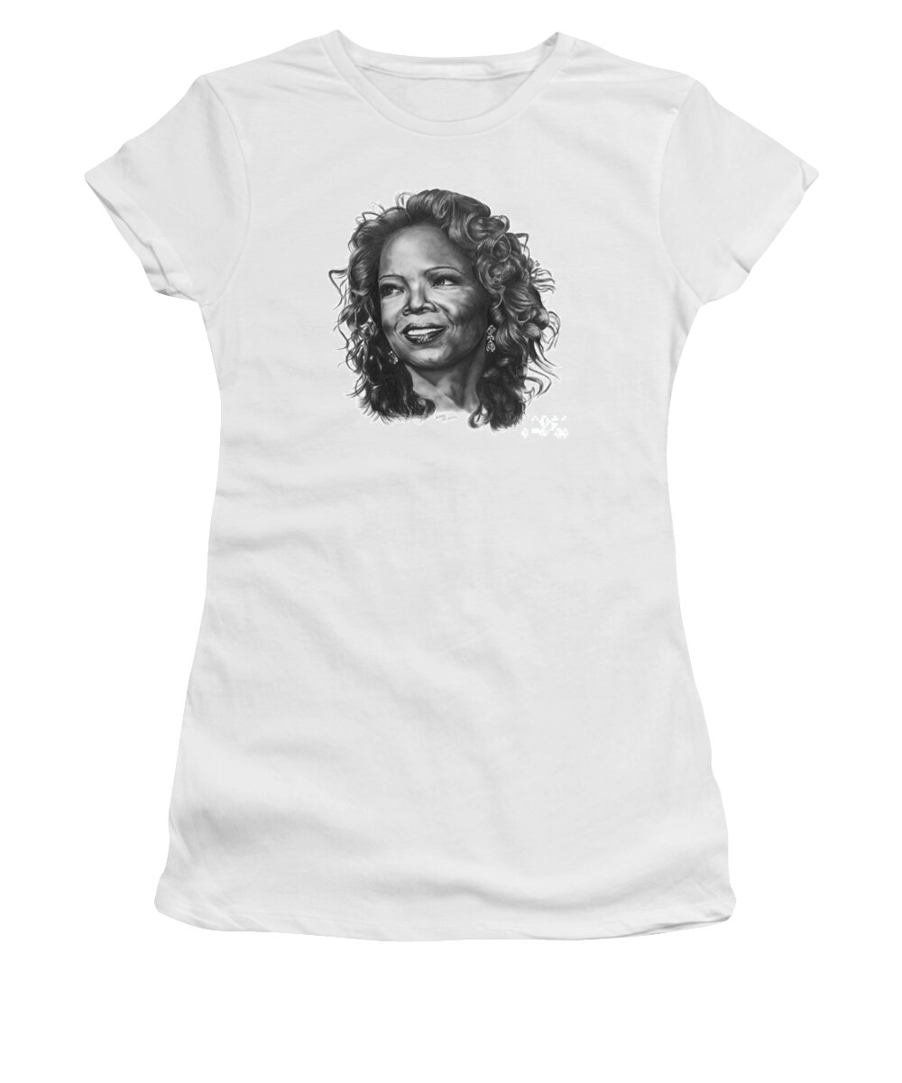 Woman Women's T-Shirt featuring the drawing Oprah by Marianne NANA Betts