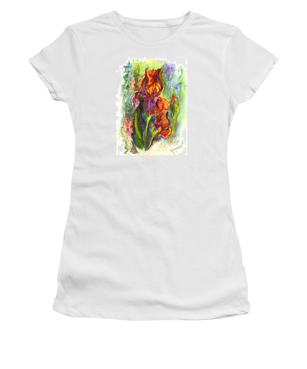Floral Women's T-Shirt featuring the painting Orange Ice by Carol Wisniewski