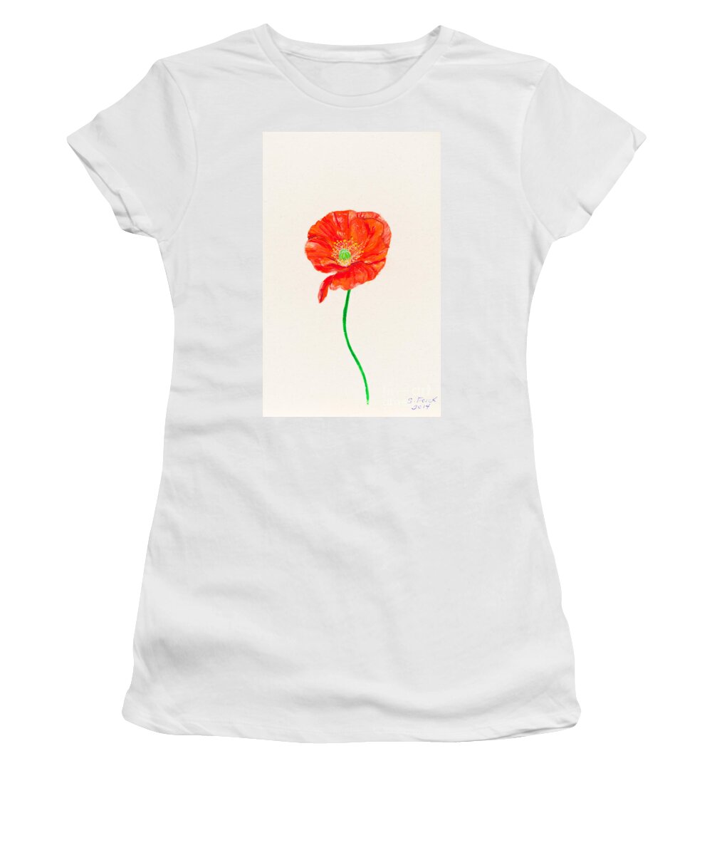 Poppy Women's T-Shirt featuring the painting Orange poppy by Stefanie Forck