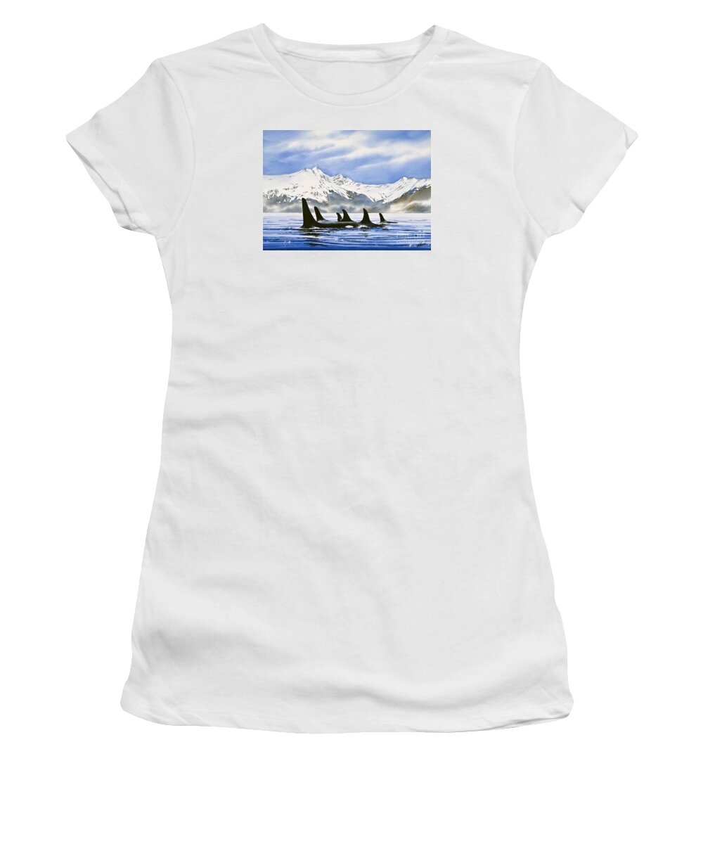 Orca Women's T-Shirt featuring the painting Orca by James Williamson