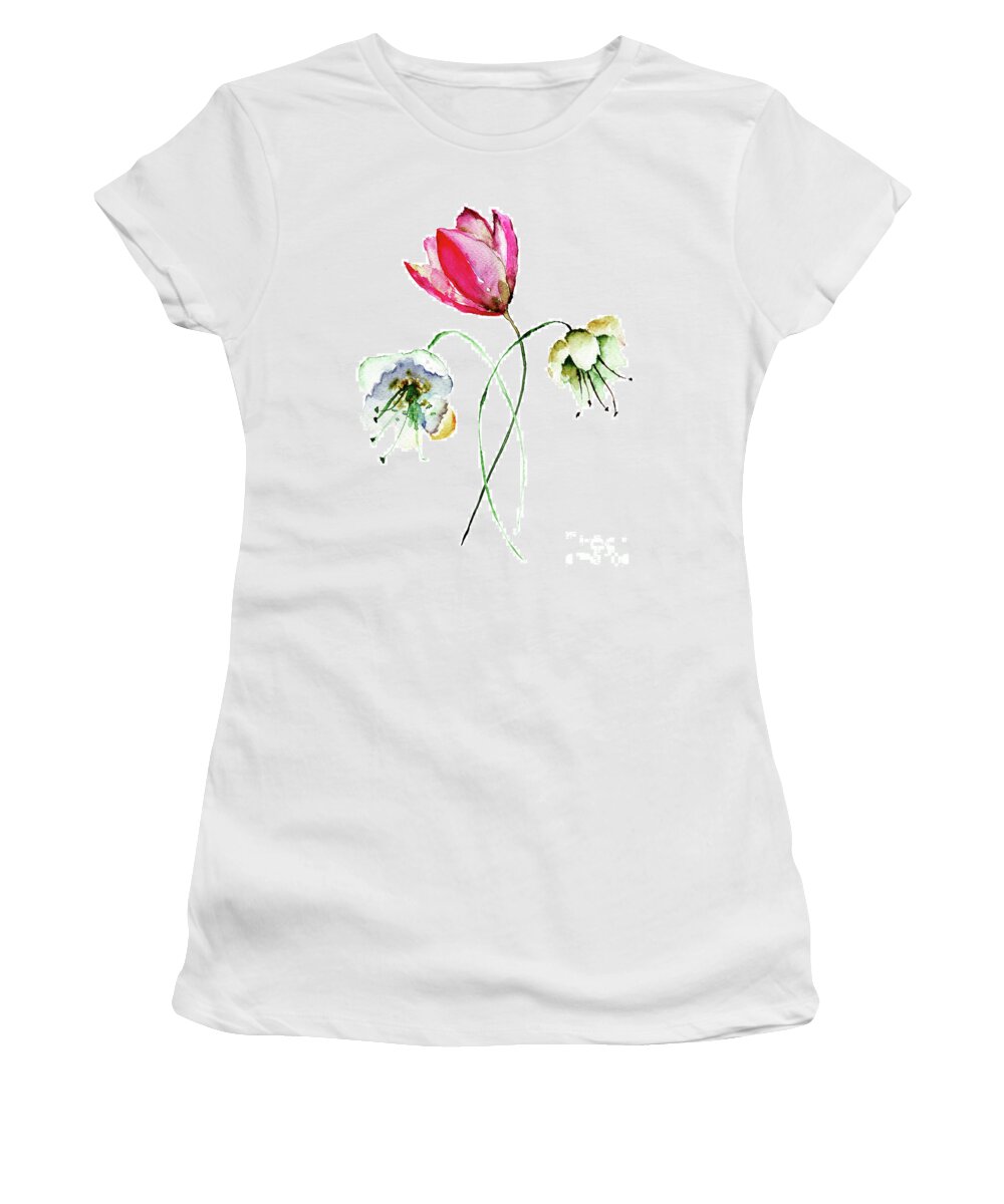 Art Women's T-Shirt featuring the painting Original Summer flowers by Regina Jershova