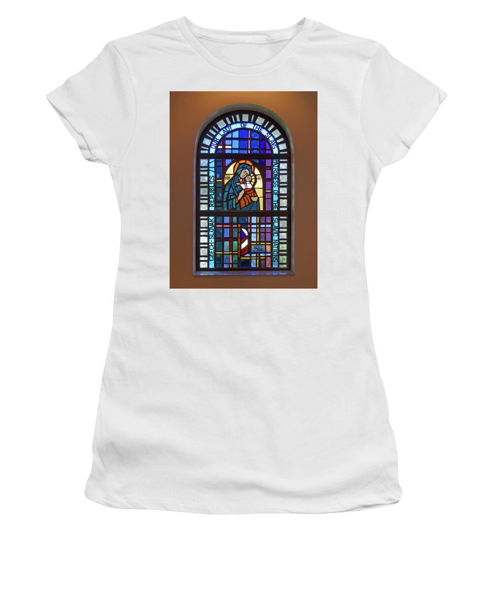 Stained Glass Window Women's T-Shirt featuring the photograph Our Lady of the Slavs by Sally Weigand