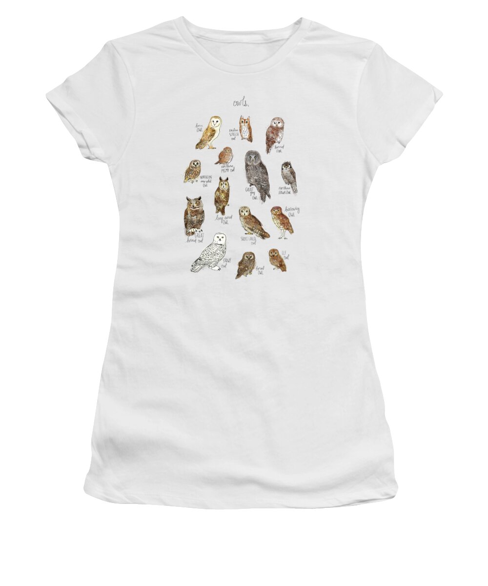 Owl Women's T-Shirt featuring the painting Owls by Amy Hamilton